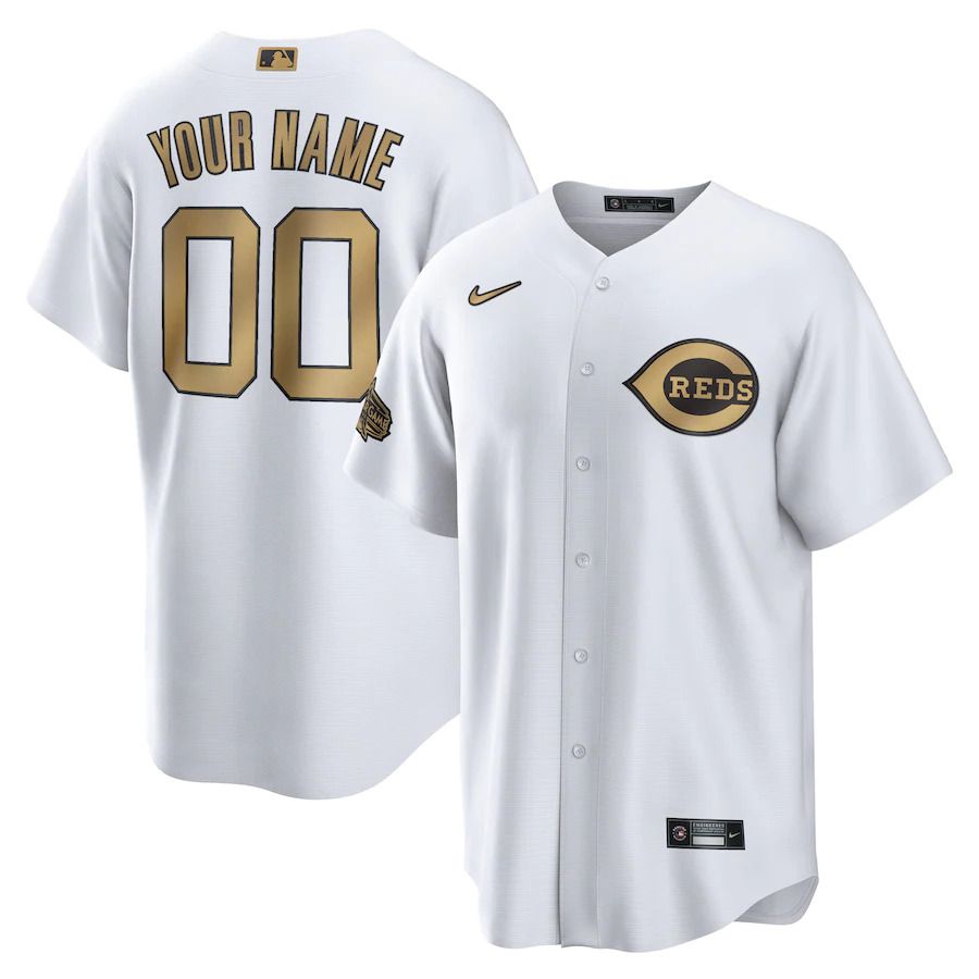 Men Cincinnati Reds Nike White 2022 MLB All Star Game Replica Custom Jersey